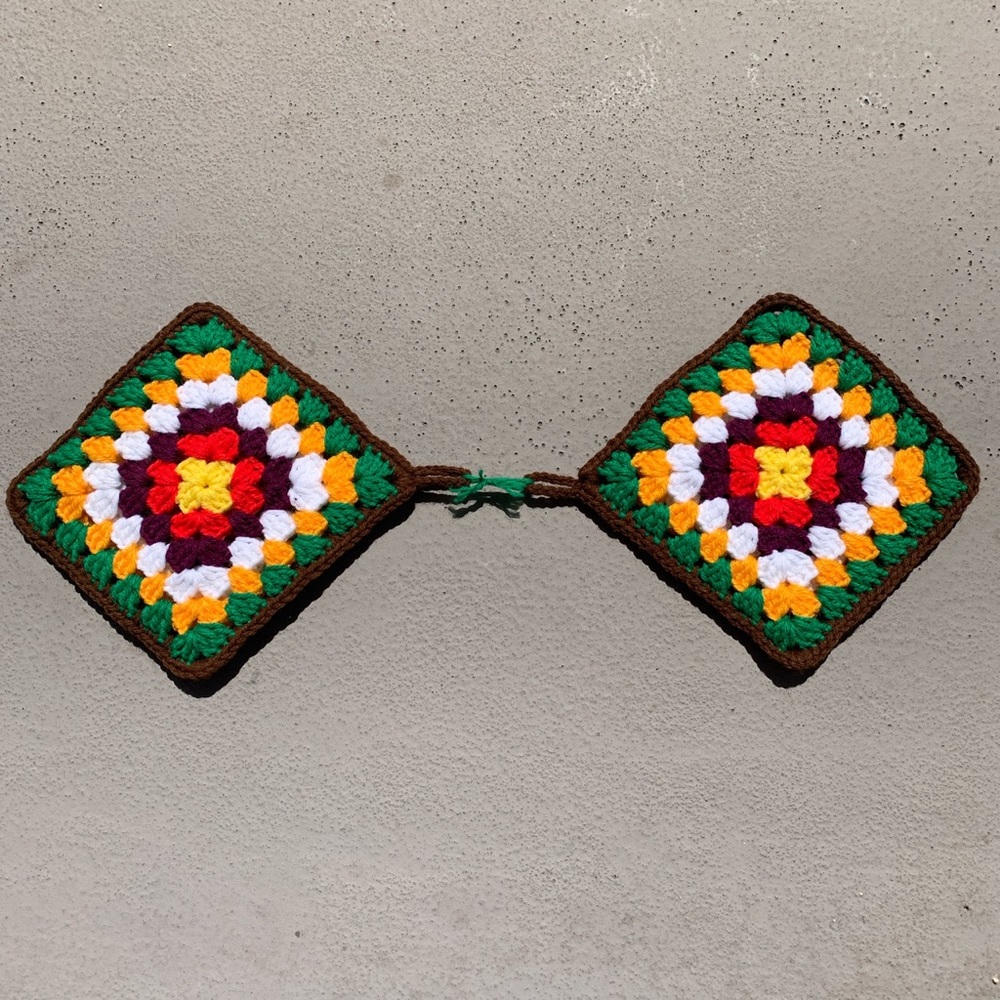 Handmade knitted crochet potholders granny square (pair)